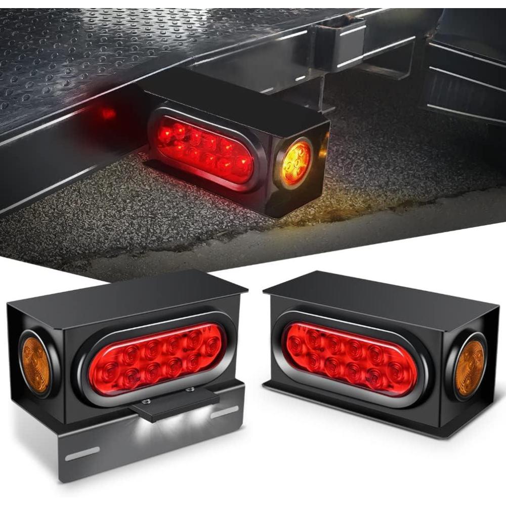 imageNilight 2PCS Steel Trailer Light Boxes Housing Kit w6Inch Oval Red LED Trailer Tail Lights 2 Inch Round Red LED Side Marker Lights wGrommet Plugs Wire connectorsRed Oval Amber Marker Trailer Light Box