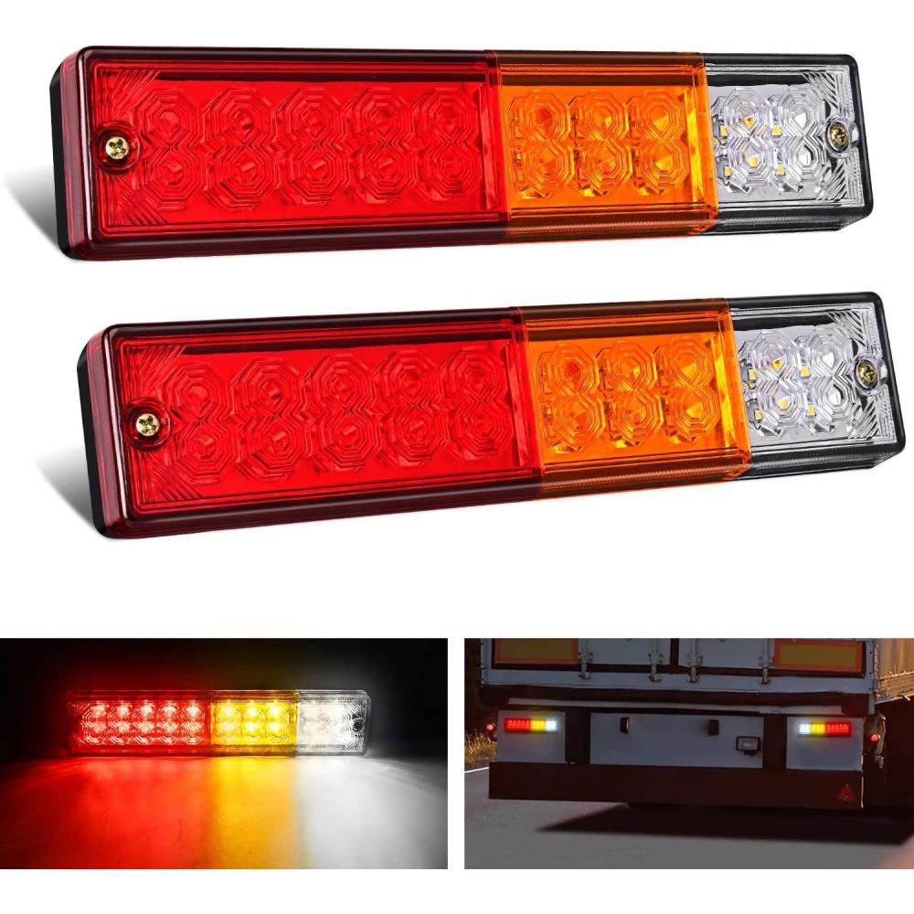imageNilight 2PCS Trailer Tail Light Kit 40 LED Running Brake Turn Signals Reverse lights Waterproof for 1030V Truck RV UTV Camper Van Boat2Pcs 20LED Trailer Tail Light