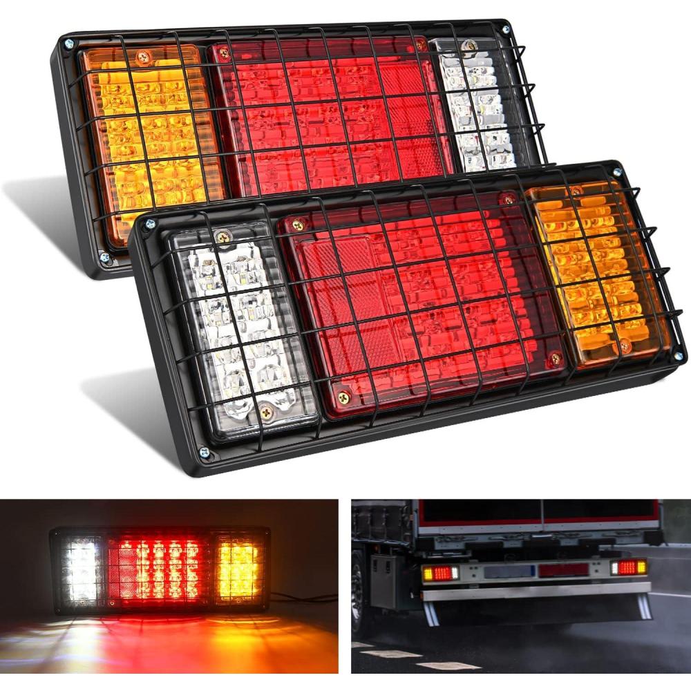 imageNilight 2PCS Trailer Tail Light Kit 40 LED Running Brake Turn Signals Reverse lights Waterproof for 1030V Truck RV UTV Camper Van Boat2Pcs 40LED Trailer Tail Light
