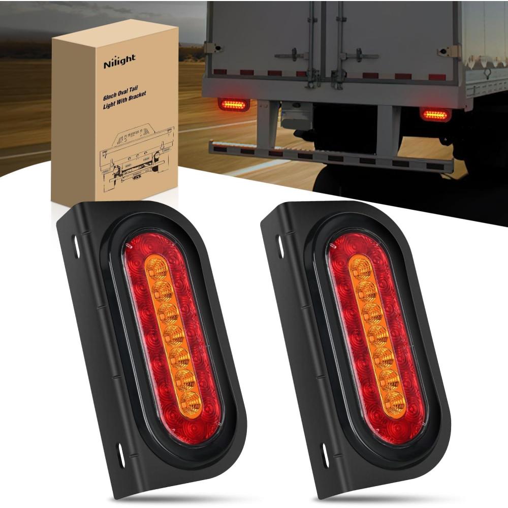 imageNilight 2PCS Trailer Tail Light Kit 40 LED Running Brake Turn Signals Reverse lights Waterproof for 1030V Truck RV UTV Camper Van Boat2Pcs 6 RedAmber Tail Lights
