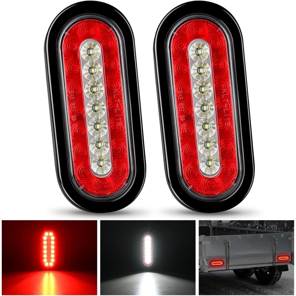 imageNilight 2PCS Trailer Tail Light Kit 40 LED Running Brake Turn Signals Reverse lights Waterproof for 1030V Truck RV UTV Camper Van Boat2Pcs 6 RedWhite Tail Lights