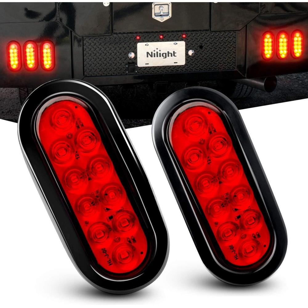 imageNilight 2PCS Trailer Tail Light Kit 40 LED Running Brake Turn Signals Reverse lights Waterproof for 1030V Truck RV UTV Camper Van Boat2Pcs 6 Trailer Tail Lights