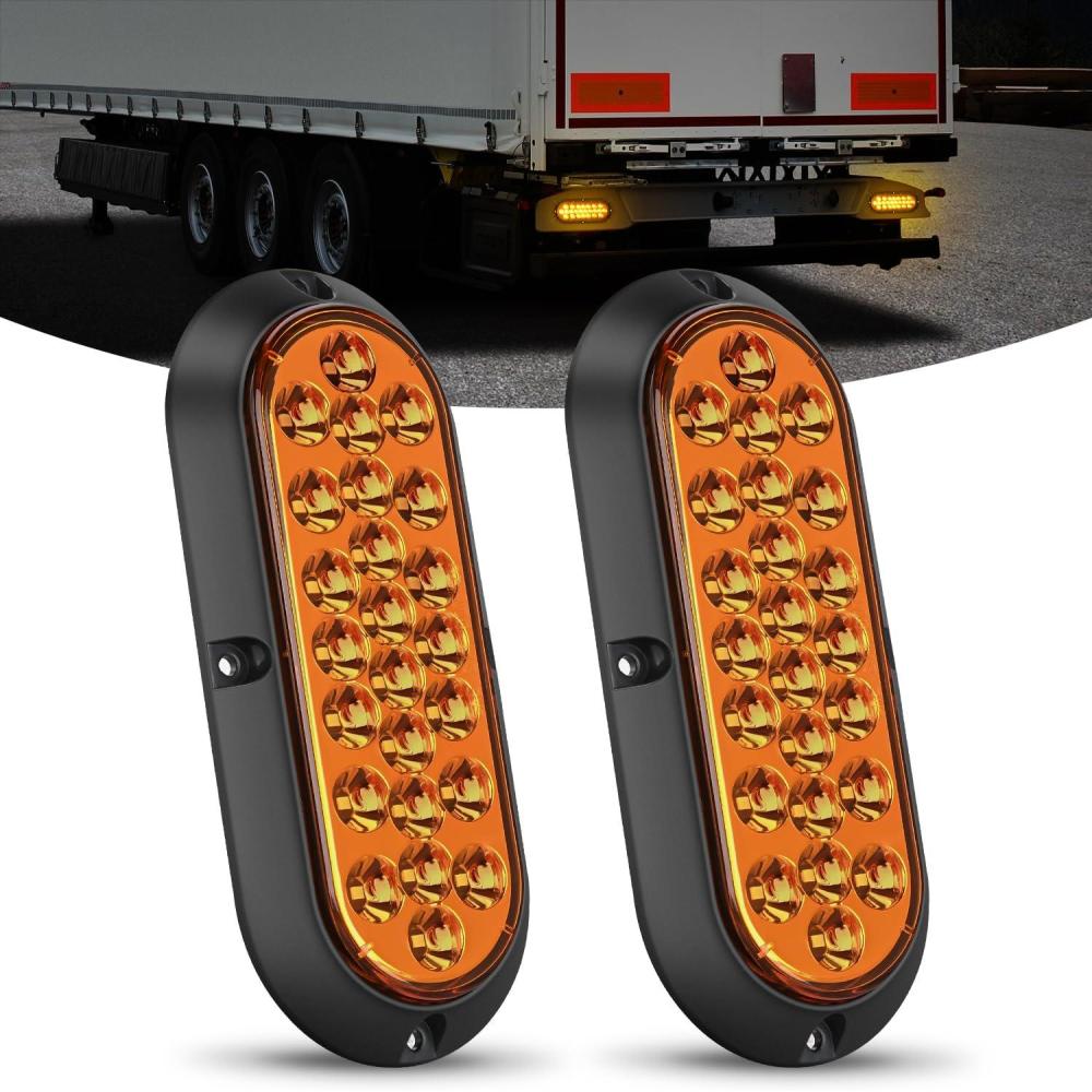 imageNilight 2PCS Trailer Tail Light Kit 40 LED Running Brake Turn Signals Reverse lights Waterproof for 1030V Truck RV UTV Camper Van BoatAmber 24LED Lights Screws 2Pcs