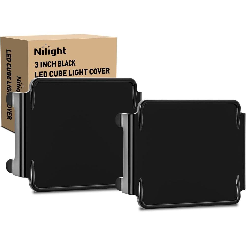 imageNilight 3 inch Cube Light Pod Cover 2 PCS Black Protective Covers Durable Polycarbonate Lens Waterproof Dustproof ScratchProof for Square Lights Off Road Driving Lighting