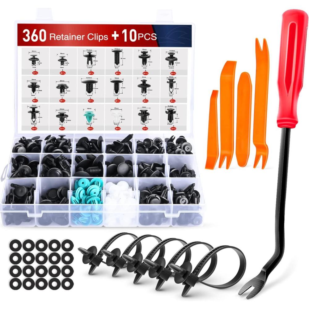 imageNilight 360Pcs Car Retainer Clips Fastener Remover Kit  18 Most Popular Sizes Auto Push Pin Rivets for Benz BMW Toyota Honda Subaru Nissan Mazda2 Years Warranty