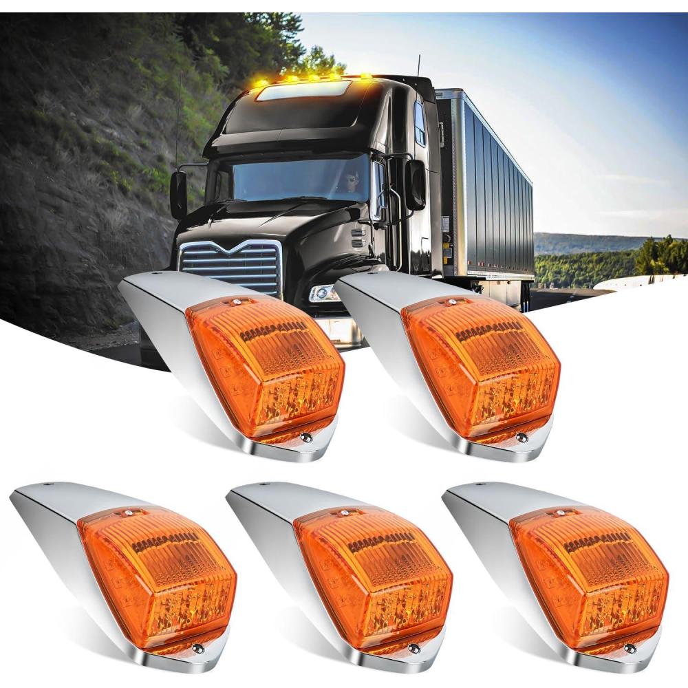 imageNilight 4PCS 39 Inch 3 Led Truck Trailer Light Front Rear LED Side Marker Lights Clearance Indicator Lamp Waterproof Sealed Surface Mounted LED Marker LightAmber 17LEDHeavy Duty Trucks