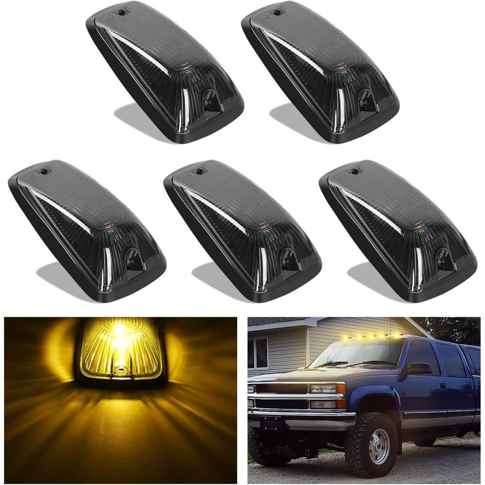 imageNilight 4PCS 39 Inch 3 Led Truck Trailer Light Front Rear LED Side Marker Lights Clearance Indicator Lamp Waterproof Sealed Surface Mounted LED Marker LightSmoked Amber Chevrolet CK 19882002