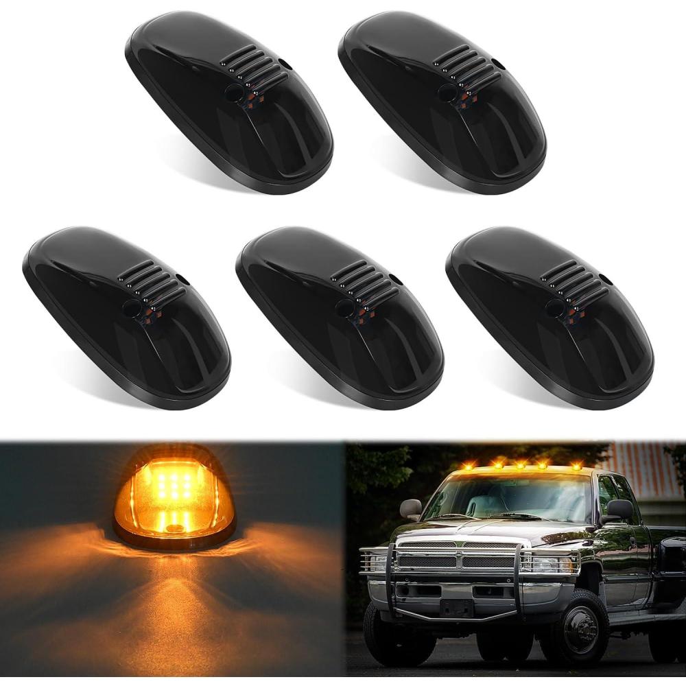 imageNilight 4PCS 39 Inch 3 Led Truck Trailer Light Front Rear LED Side Marker Lights Clearance Indicator Lamp Waterproof Sealed Surface Mounted LED Marker LightSmoked Amber Dodge Ram 19992002