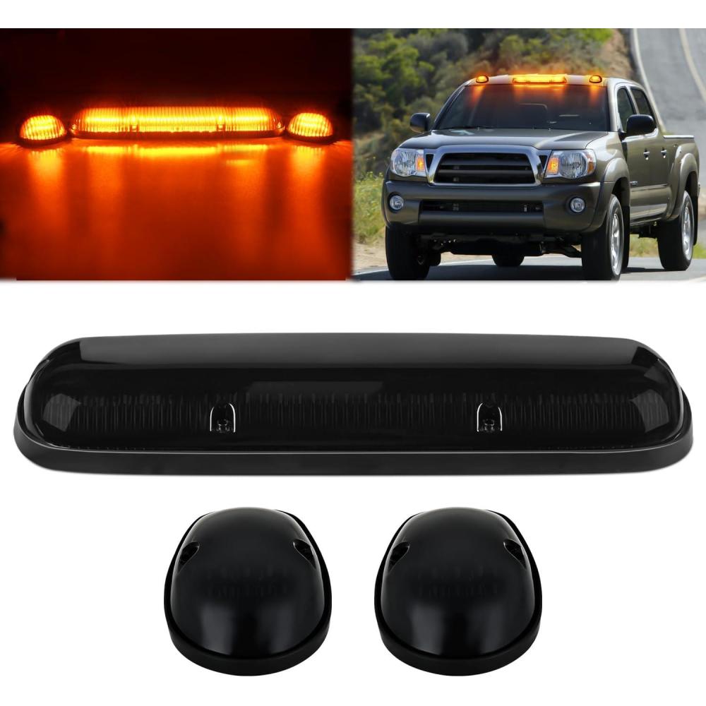imageNilight 4PCS 39 Inch 3 Led Truck Trailer Light Front Rear LED Side Marker Lights Clearance Indicator Lamp Waterproof Sealed Surface Mounted LED Marker LightSmoked Amber SilveradoSierra 20022007