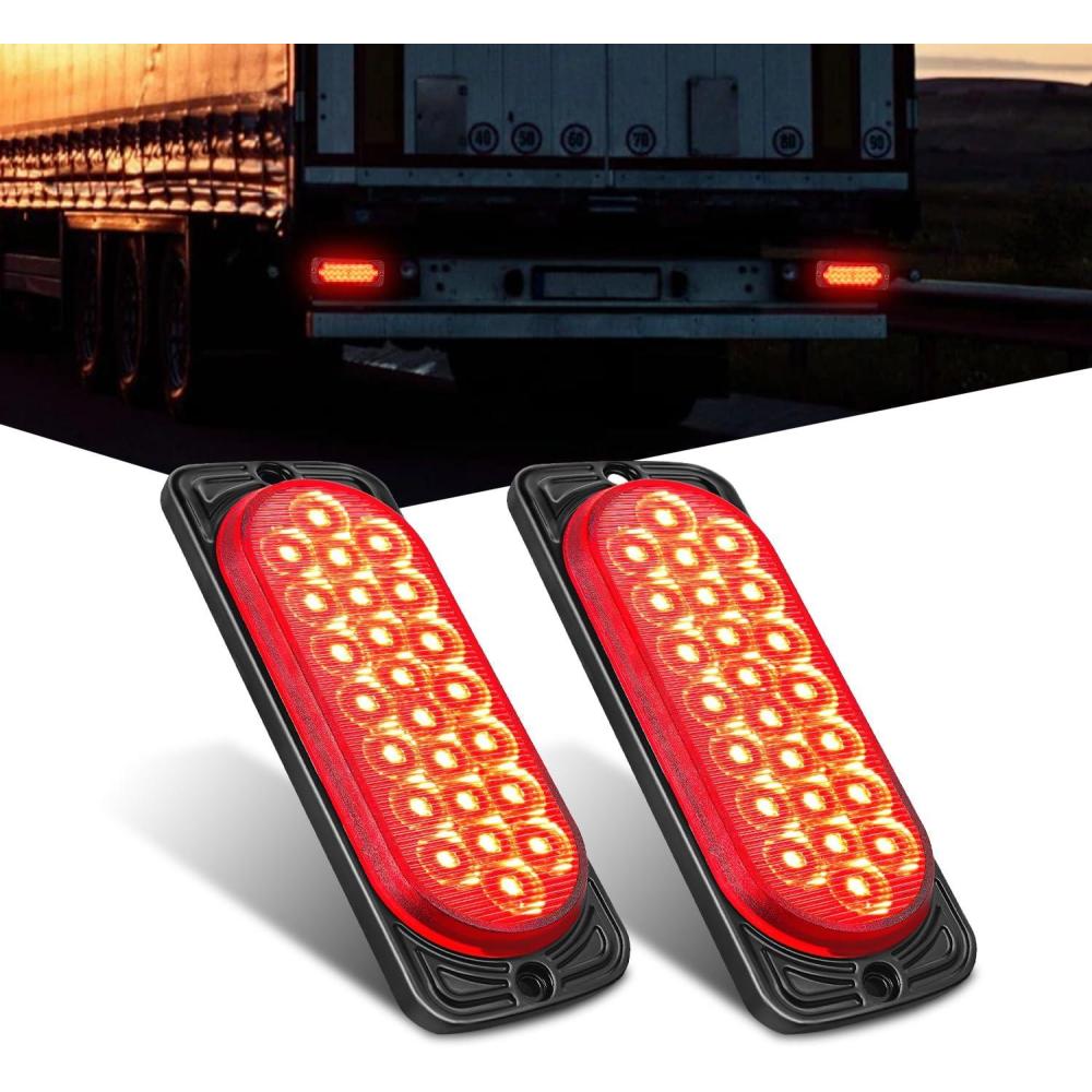 imageNilight 4PCS 6quot Oval LED Trailer Tail Lights 4PCS 10 LED wFlush Mount Grommets Plugs ReverseBack Up Trailer Lights for RV Truck Jeep55Inch Red 2Pcs