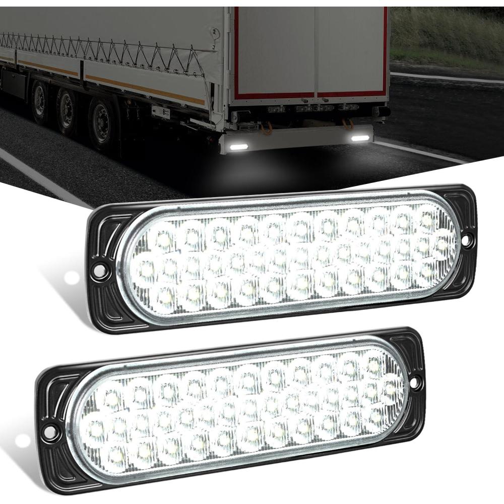 imageNilight 4PCS 6quot Oval LED Trailer Tail Lights 4PCS 10 LED wFlush Mount Grommets Plugs ReverseBack Up Trailer Lights for RV Truck Jeep75Inch White 2Pcs