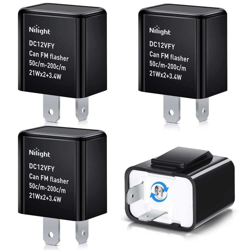 imageNilight 4PCS Flasher Relay Adjustable 3 Pin CF13 JL02 Electronic Blinker Relay 12V 150W Fixes Car Turn Signal and Hazard Warn Hyper Blink Flash or No Flash for LED and Halogen Bulbs 2 Years Warranty2 Pin Blinker Relay