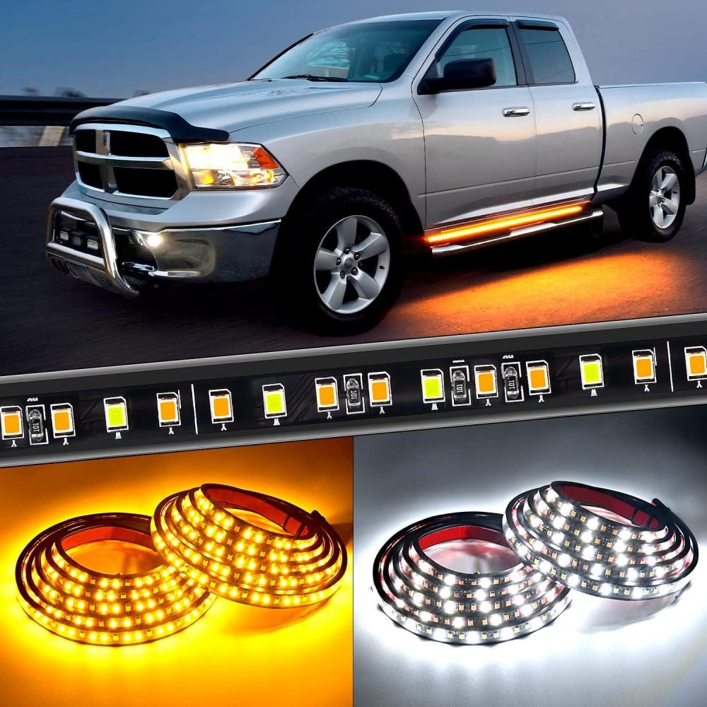 imageNilight 4Pcs Car Underglow Neon Accent Strip Lights 252 LEDs RGB 8 Color Sound Active Function Music Mode with Wireless Remote Control Underbody Light Strips for Cars Van SUV Truck70 Running Board Lights WhiteAmber