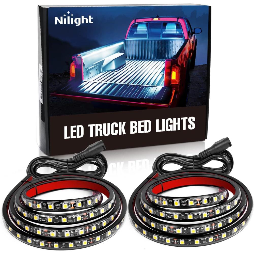 imageNilight 4Pcs Car Underglow Neon Accent Strip Lights 252 LEDs RGB 8 Color Sound Active Function Music Mode with Wireless Remote Control Underbody Light Strips for Cars Van SUV TruckTruck Bed Light Strip