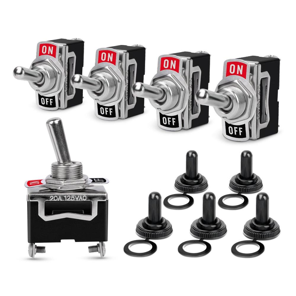 imageNilight 5 Pack 6Pin Heavy Duty Rocker Toggle Switch 15A 250V 20A 125V DPDT 6 Pin ONOffON Switch Metal Bat Waterproof Boot Cap Cover2Pin Toggle Switch5Pack