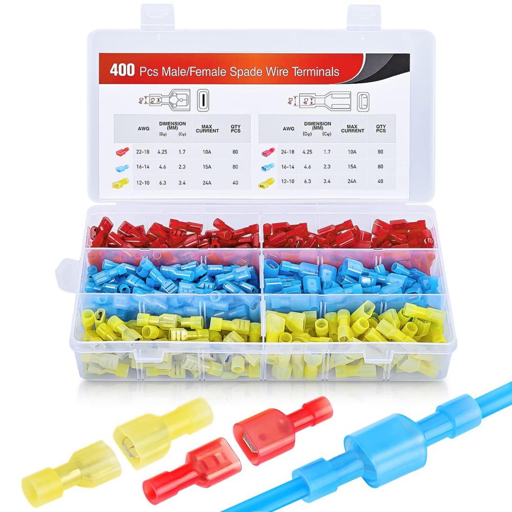 imageNilight 50022R 160pcs Nylon Fully Insulated MaleFemale Spade Crimp Quick Disconnects Wire Terminals Connector Set400PCS Spade Terminal