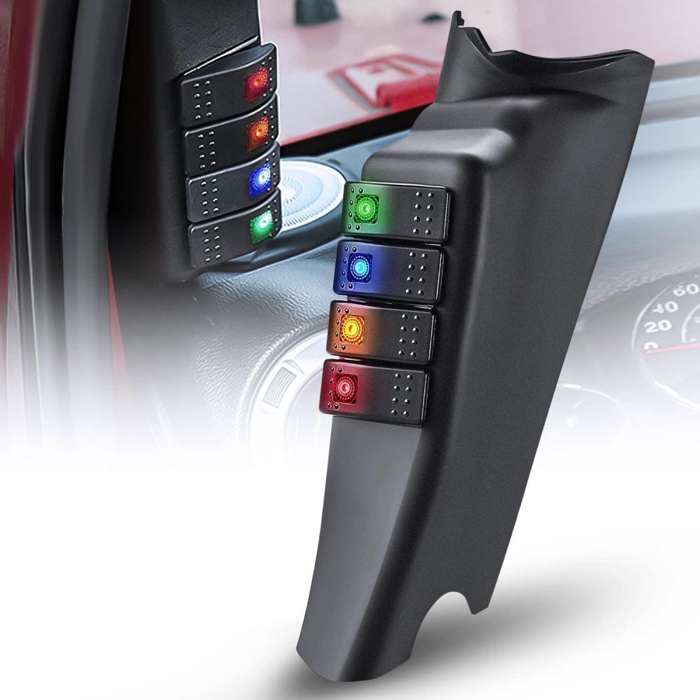 imageNilight 6 Gang Rocker Switch 12V Panel Relay Box Circuit Control System with 80A Breaker Covers and Removals for Jeep Wrangler JK JKU 20072018APillar Switch Pod