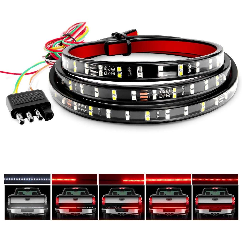 imageNilight 60 Inch Truck Tailgate Light Bar Double Row LED Flexible Strip Red Running Brake Turn Signal White Reverse Back Up Lighting Modes for Pick Up Truck SUV