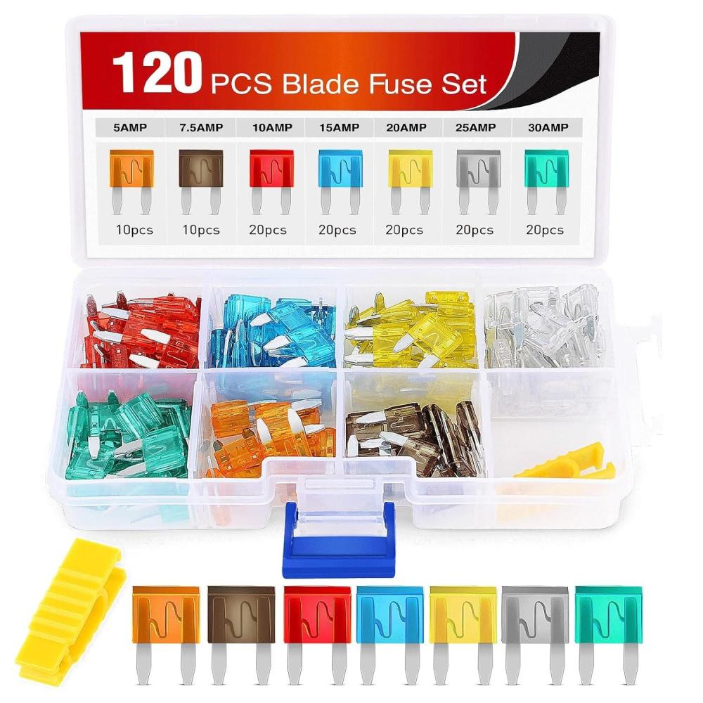 imageNilight 60PCS Micro3 Fuse ATL Blade Assortment Kit 3 Prong Micro Blade Car Fuses Replacement 5A 75A 10A 15A with Puller Tool for Cars Trucks SUVs RVs120Pcs Mini ATMAPM Fuses