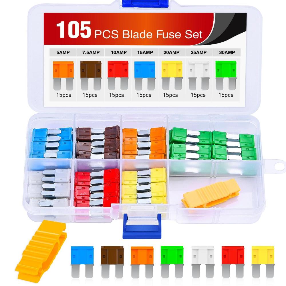 imageNilight 60PCS Micro3 Fuse ATL Blade Assortment Kit 3 Prong Micro Blade Car Fuses Replacement 5A 75A 10A 15A with Puller Tool for Cars Trucks SUVs RVs105Pcs Micro2 ATR APT Fuses