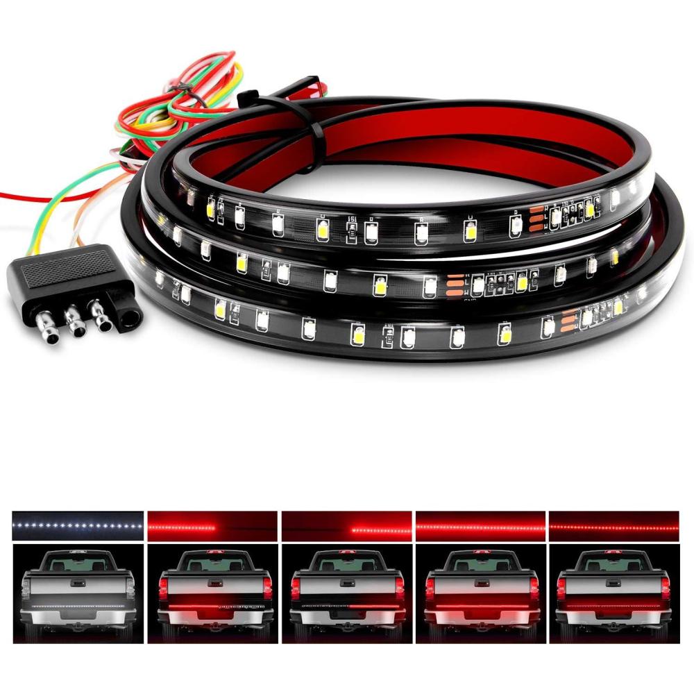 imageNilight 60quot Truck Tailgate Light Bar 108 LED Single Row Light Strip with Red Running Brake Lights Turn Signal White Reverse Light 2 Years Warranty
