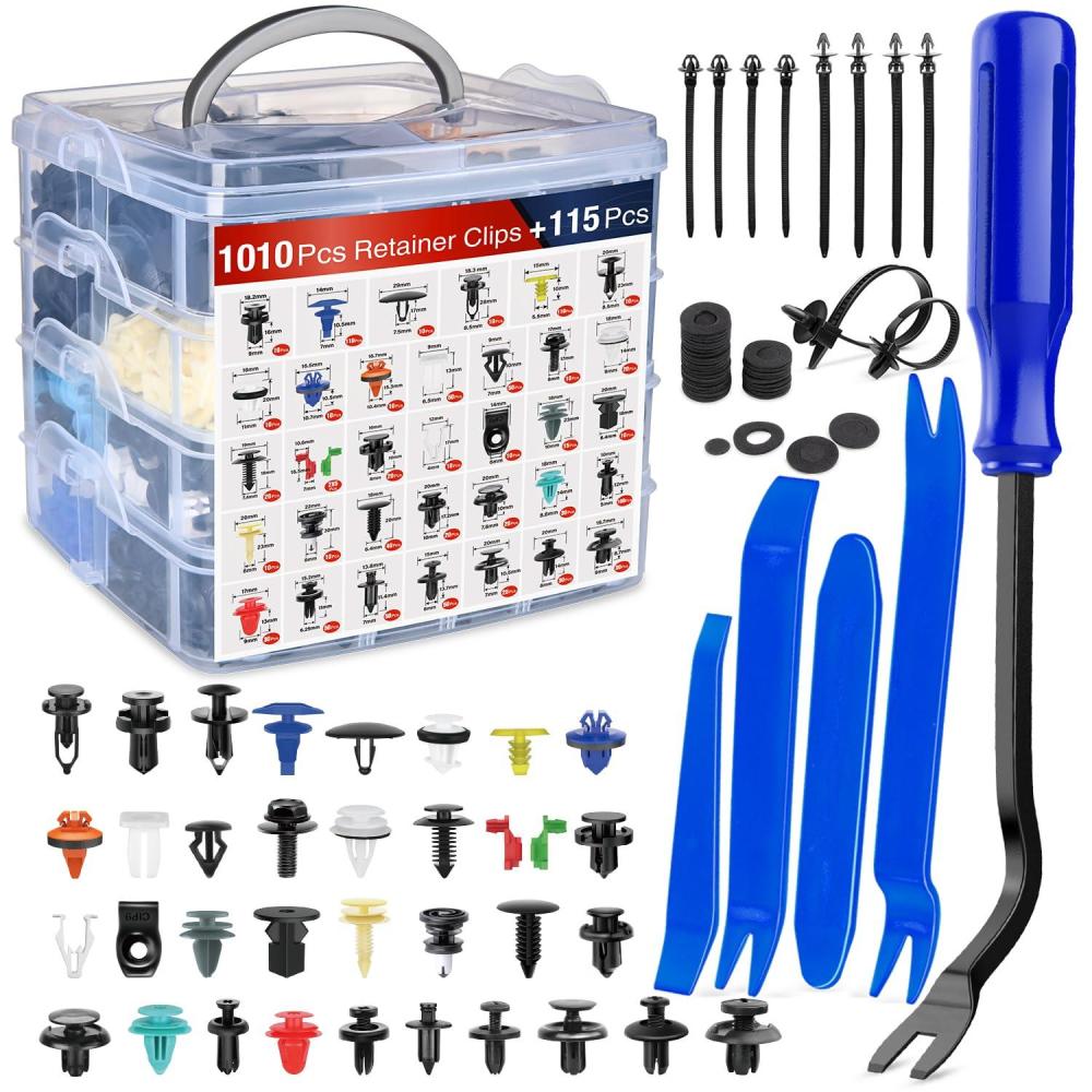 imageNilight 725Pcs Car Push Retainer Clips ampamp Auto Fasteners Assortment 23 Most Popular Sizes Nylon Bumper Fender Rivets with 10 Cable Ties and Fasteners Remover for Toyota GM Ford Honda Chevy1125Pcs