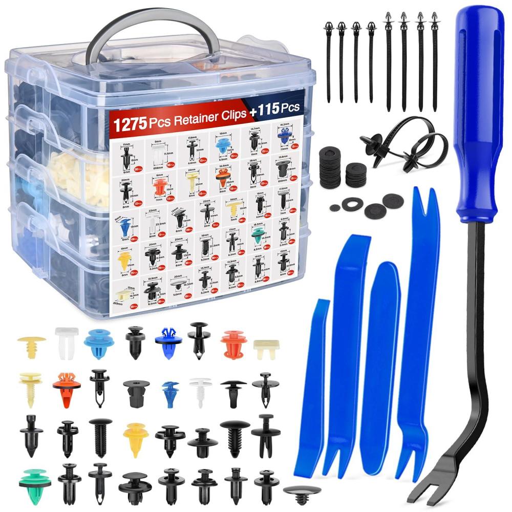 imageNilight 725Pcs Car Push Retainer Clips ampamp Auto Fasteners Assortment 23 Most Popular Sizes Nylon Bumper Fender Rivets with 10 Cable Ties and Fasteners Remover for Toyota GM Ford Honda Chevy1390Pcs