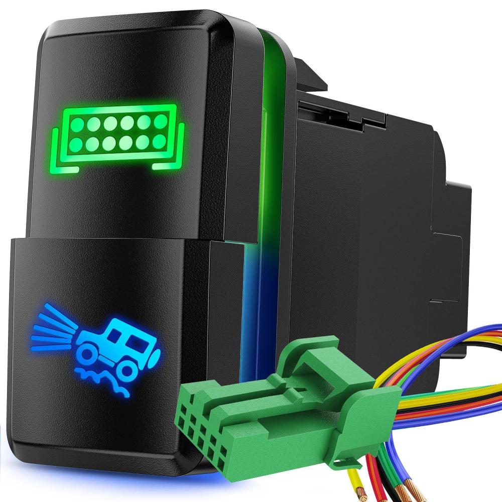 imageNilight Camping Lights Push Button Switch 12V ON Off Switches with Connector Wire Kit 154quot x 083quot Replacement for Toyota FJ Cruiser Fortuner Ta coma Highlander Tundra 4Runner Prado Land CruiserLED Light Bar  OffRoad Lights