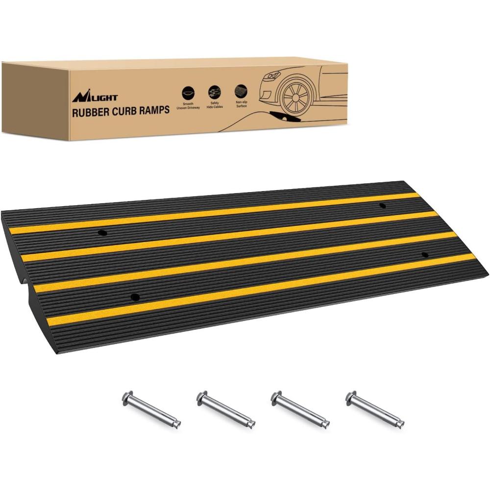 imageNilight Driveway Curb Ramp 26 Inch High HeavyDuty Rubber Curbside Vehicle ramp for Car Truck Wheelchair Mobility Loading Dock Garage1PC