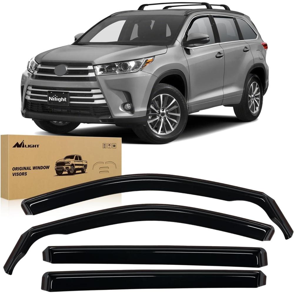 imageNilight Durable Rain Guards for Toyota Tacoma Double Cab 2016 2017 2018 2019 2020 2021 2022 2023 Window Deflectors Vent Window Visors 4 PiecesFor 20142019 Toyota Highlander