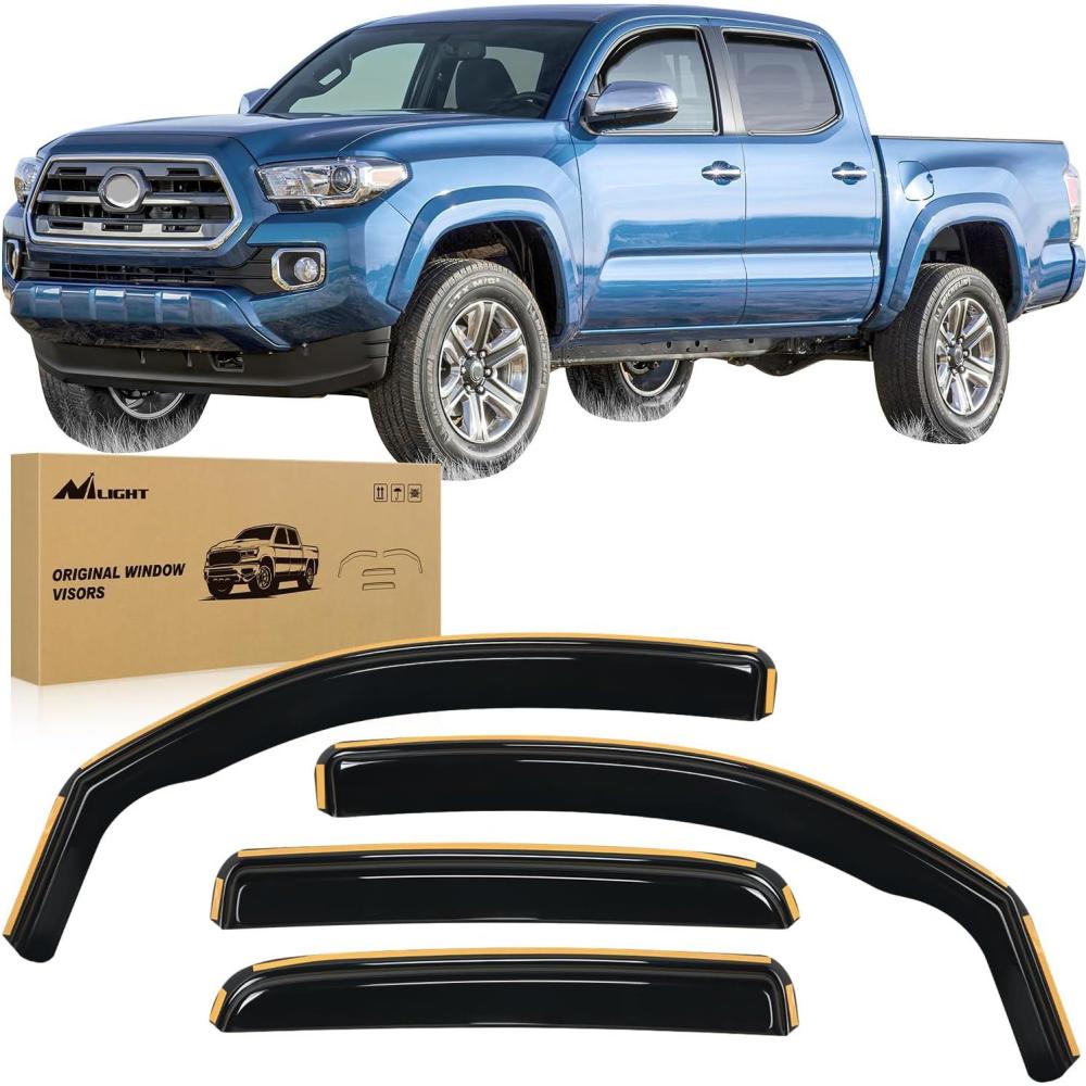 imageNilight Durable Rain Guards for Toyota Tacoma Double Cab 2016 2017 2018 2019 2020 2021 2022 2023 Window Deflectors Vent Window Visors 4 PiecesFor 20162023 Toyota Tacoma Double Cab