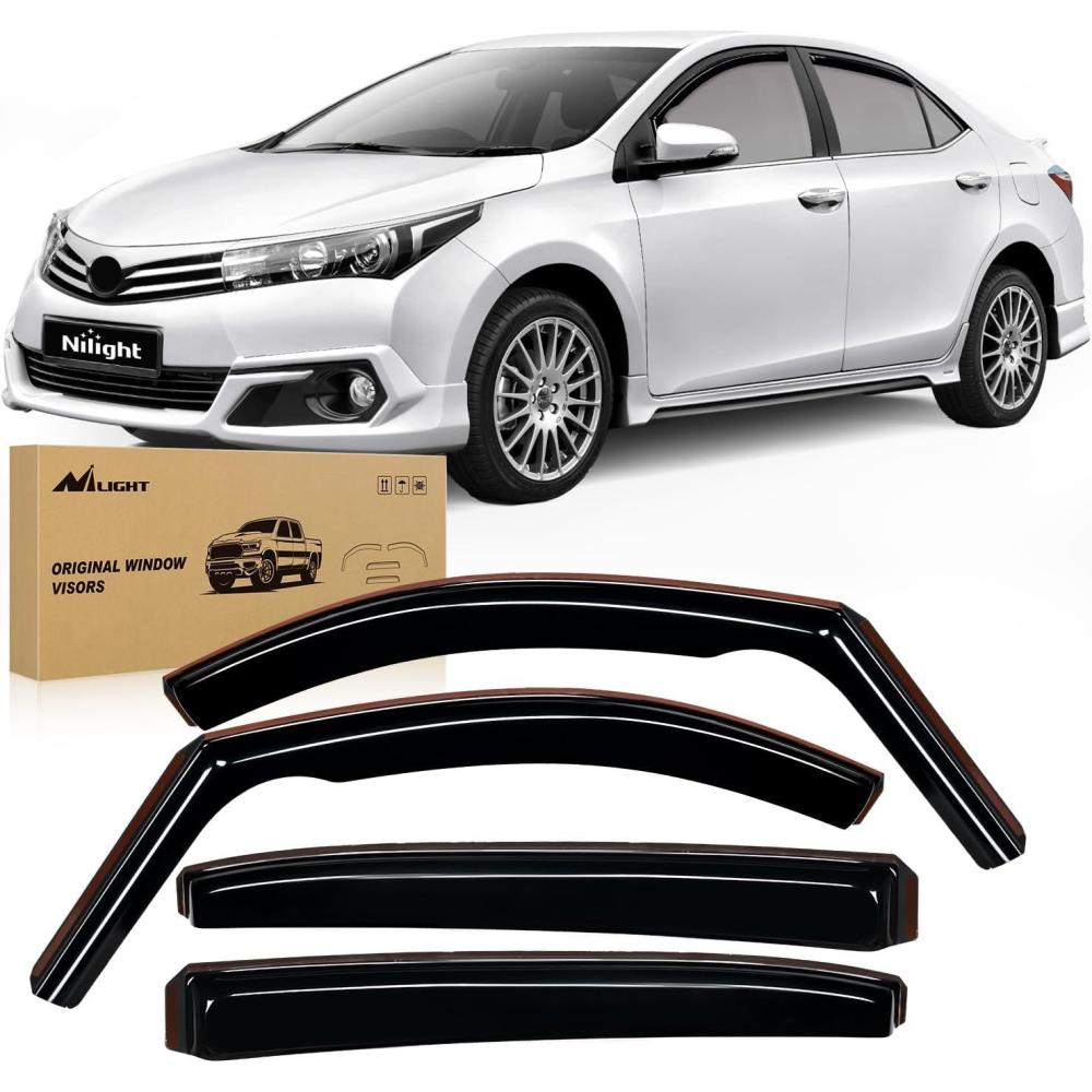 imageNilight Durable Rain Guards for Toyota Tacoma Double Cab 2016 2017 2018 2019 2020 2021 2022 2023 Window Deflectors Vent Window Visors 4 PiecesFor 20202024 Toyota Corolla