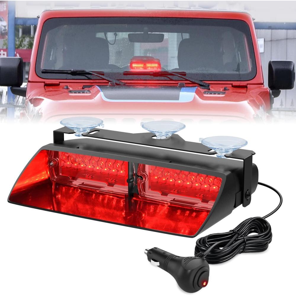 imageNilight Emergency Strobe Lights Windshield Hazard Warning Safety Flash with Suction Cups Super Bright LED Light for Police Enforcement Firefighters Vehicle TruckRed
