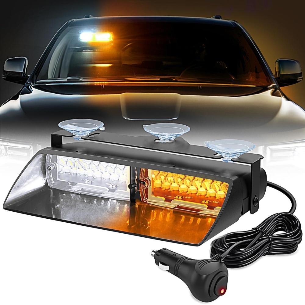 imageNilight Emergency Strobe Lights Windshield Hazard Warning Safety Flash with Suction Cups Super Bright LED Light for Police Enforcement Firefighters Vehicle TruckAmber White