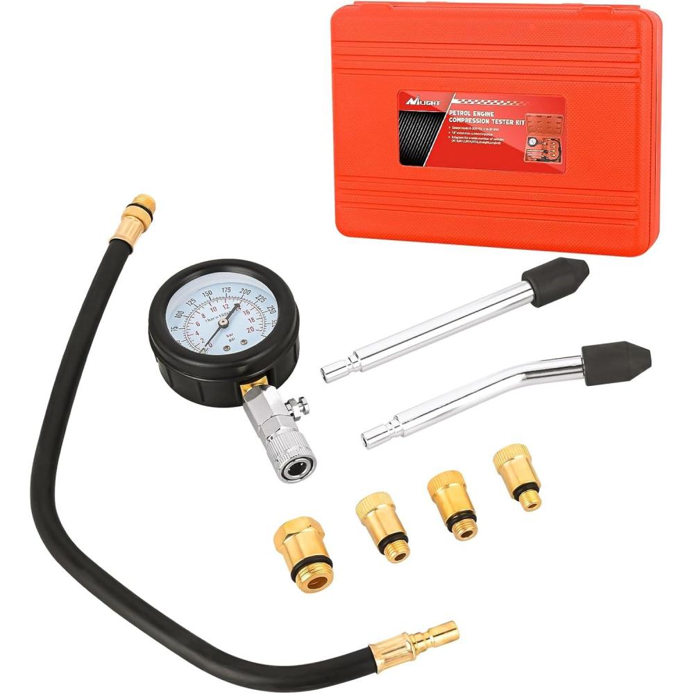imageNilight Engine Compression Tester Kit 11 PCS with Spark Plug Tester Automotive Cylinder Pressure Gauge Tool Set for Gasoline Engines8pcs