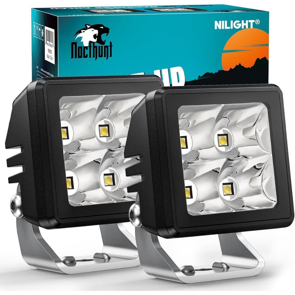 imageNilight Flush Mount LED Pod Lights 2 PCS 47 Inch 4LED Flood Beam Bumper Offroad Driving Backup Reverse Work Light for Truck ATV UTV2Inch 4Led Light Pods