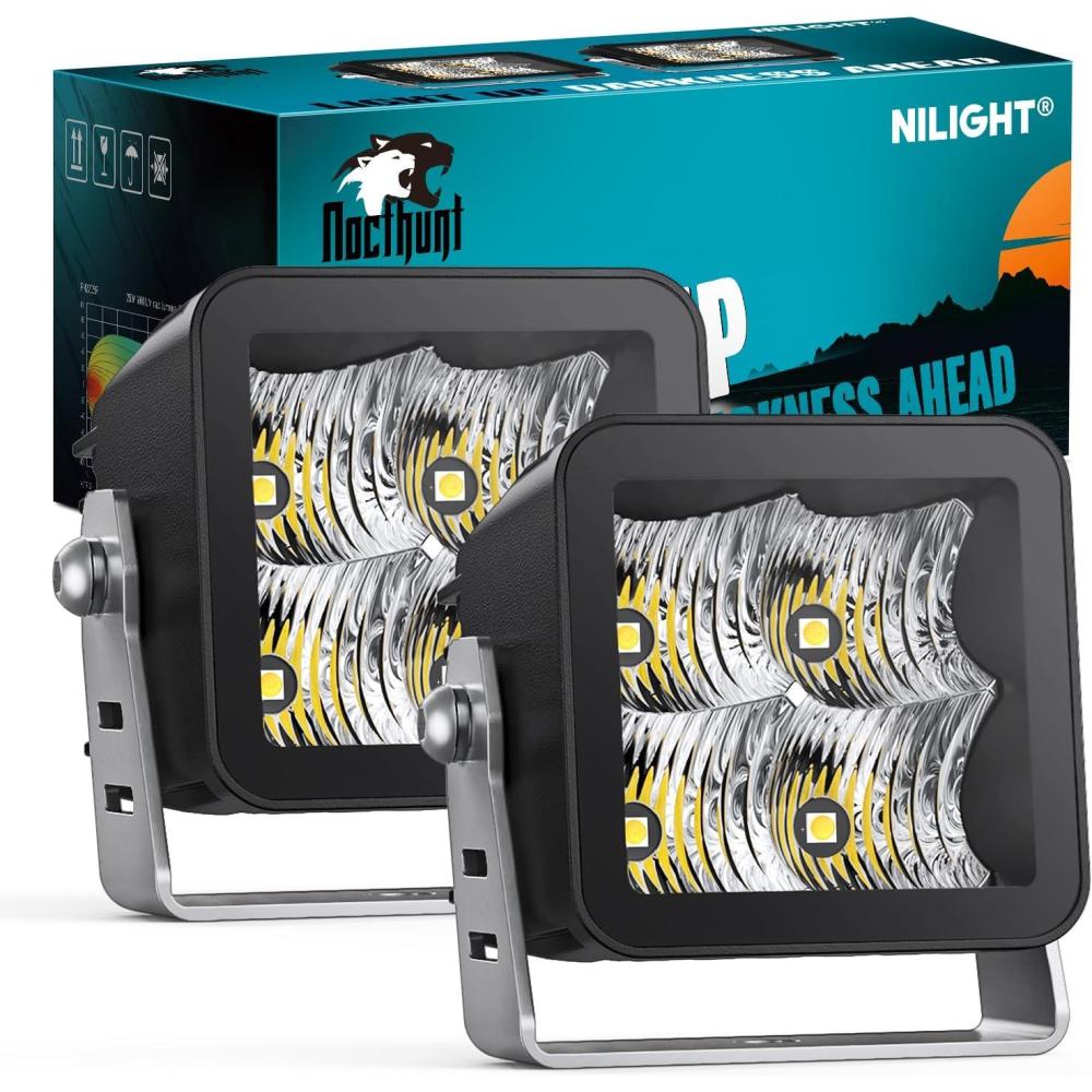 imageNilight Flush Mount LED Pod Lights 2 PCS 47 Inch 4LED Flood Beam Bumper Offroad Driving Backup Reverse Work Light for Truck ATV UTV3Inch 4Led Light Pods