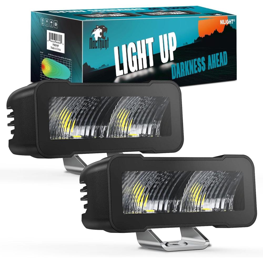 imageNilight Flush Mount LED Pod Lights 2 PCS 47 Inch 4LED Flood Beam Bumper Offroad Driving Backup Reverse Work Light for Truck ATV UTV45Inch 2Led Light Pods