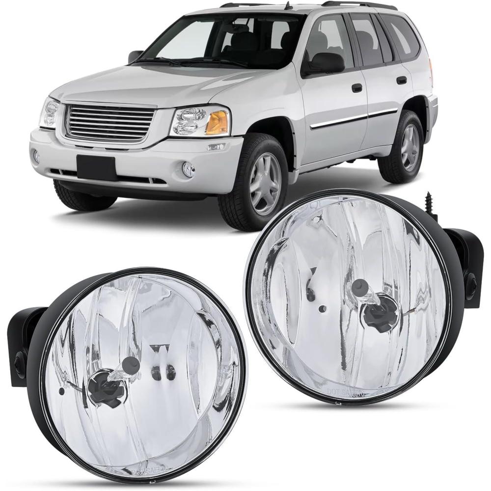 imageNilight Fog Light Assembly Compatible with 2007 2008 2009 2010 2011 2012 2013 GMC Sierra 1500 0714 Sierra 2500HD 3500HD Clear Lens Lamps Replacement 880 12V 27W Bulbs20022009 GMC Envoy