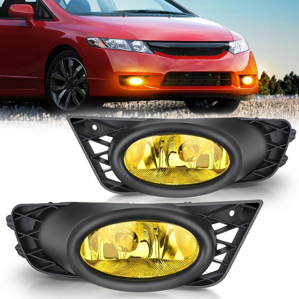 imageNilight Fog Lights Assembly Compatible with 2007 2008 2009 Honda CRV EX EXL LX Light Replacement Clear Lens Driver and Passenger Side20092011 Honda Civic Amber