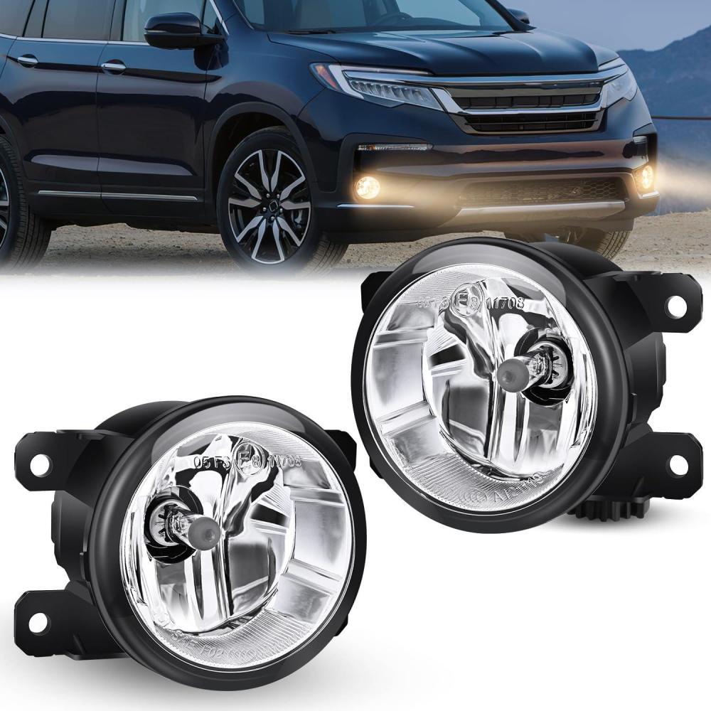 imageNilight Fog Lights Assembly Compatible with 2013 2014 2015 2016 2017 2018 2019 2020 Honda City CRV CRZ Civic Crosstour Ram Promaster Jeep Cherokee Compass Acura TSX ILX RDX ChryslerBlack