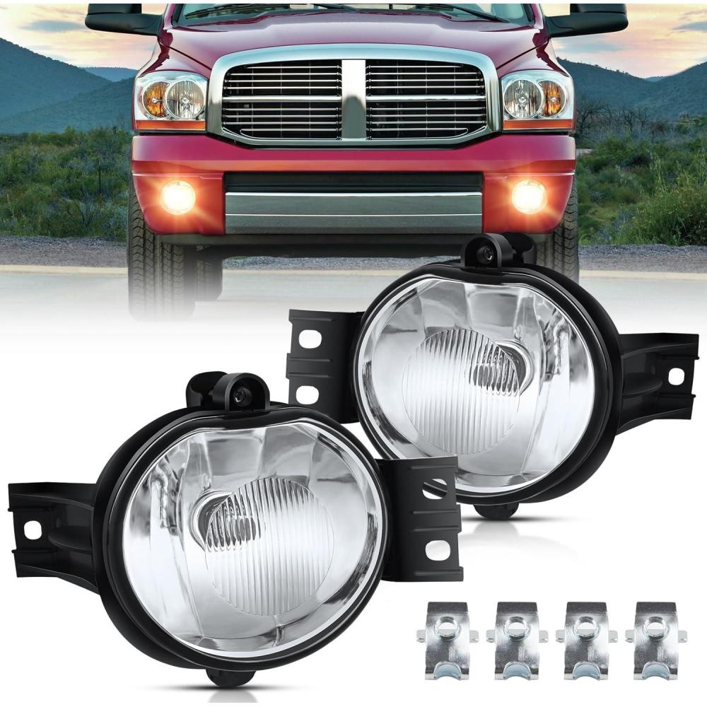 imageNilight Fog Lights Assembly Compatible with 2013 2014 2015 2016 2017 2018 Dodge Ram 1500 20192021 RAM 1500 Classic Not Fit for Rebel Model Fog Light Replacement Clear Lens 2 Years WarrantyDodge Ram 20022010