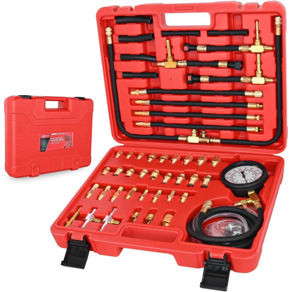 imageNilight Fuel Injection Pressure Tester Kit 0140 PSI Fuel Pressure Gauge Master Automotive Test Tool for Most Car Truck Motorcycle SUV ATV RVMaster B