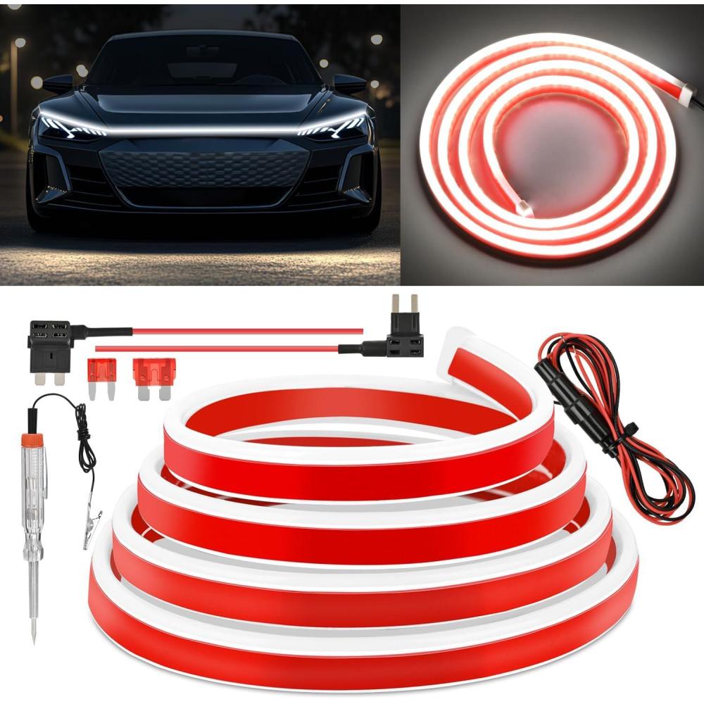 imageNilight LED Hood Light Strip 59Inch Flexible Car Hood Light Waterproof Dynamic Startup Daytime Running Light for Cars SUVs Trucks White79 Inch