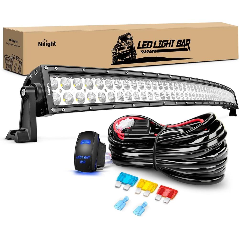 imageNilight LED Light Bar 32Inch 180W Spot Flood Combo Led Off Road Lights 12V 5Pin Rocker Switch LED Light Bar Wiring Harness Kit 2 Years Warranty ZH079 ClearWhite54Inch 312W Light Bar Wiring Harness