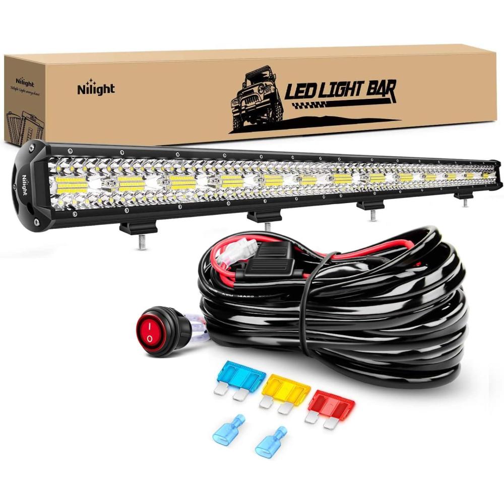 imageNilight LED Light Bar 37Inch 780W Triple Row Flood Spot Combo 78000LM Driving Work Light OffRoad Lighting for Trucks Pickup Car Golf Cart SUV ATV UTV 4x4 Van Camper Boat37Inch light bar Wiring Harness