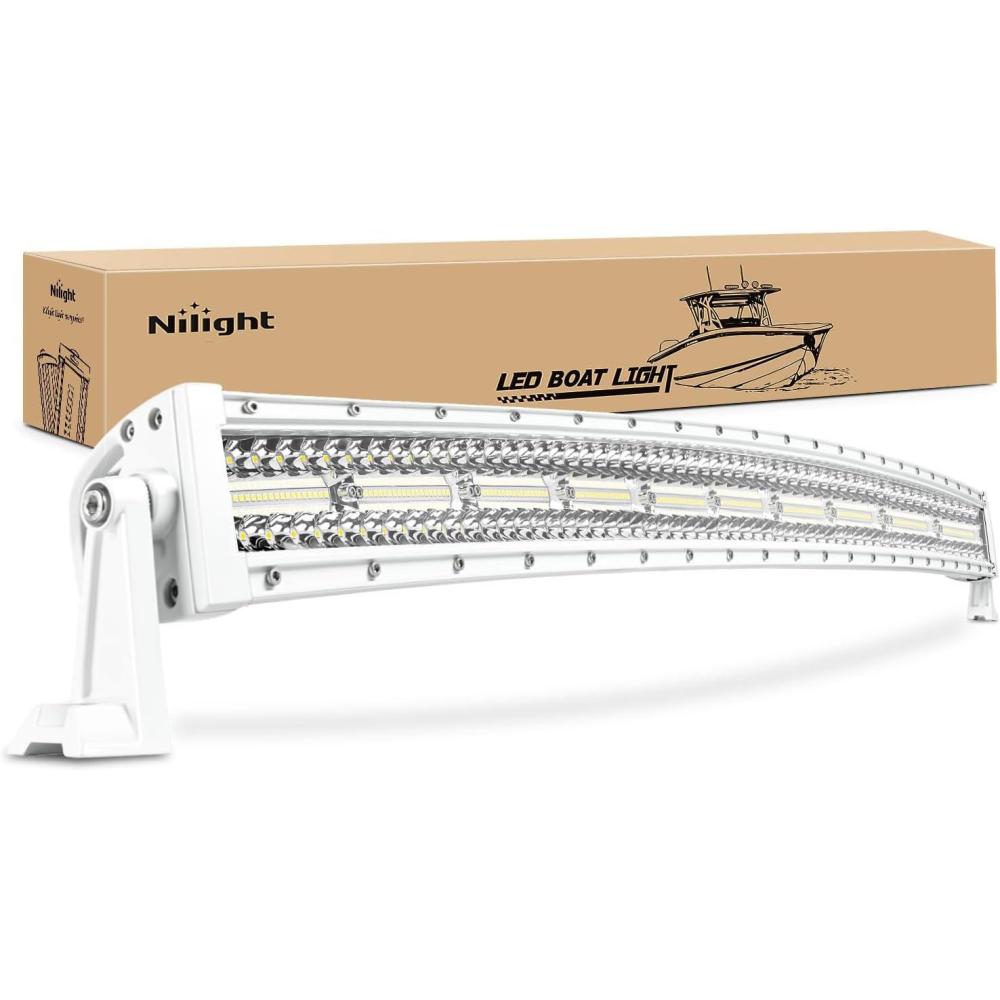 imageNilight LED Light Bar 42 Inch Triple Row Spot Flood Combo Lights Red Shell with Wiring Harness Kit for Fog Driving Work Lighting on OffRoad Truck Tractor SUV ATV UTV Boatwhite