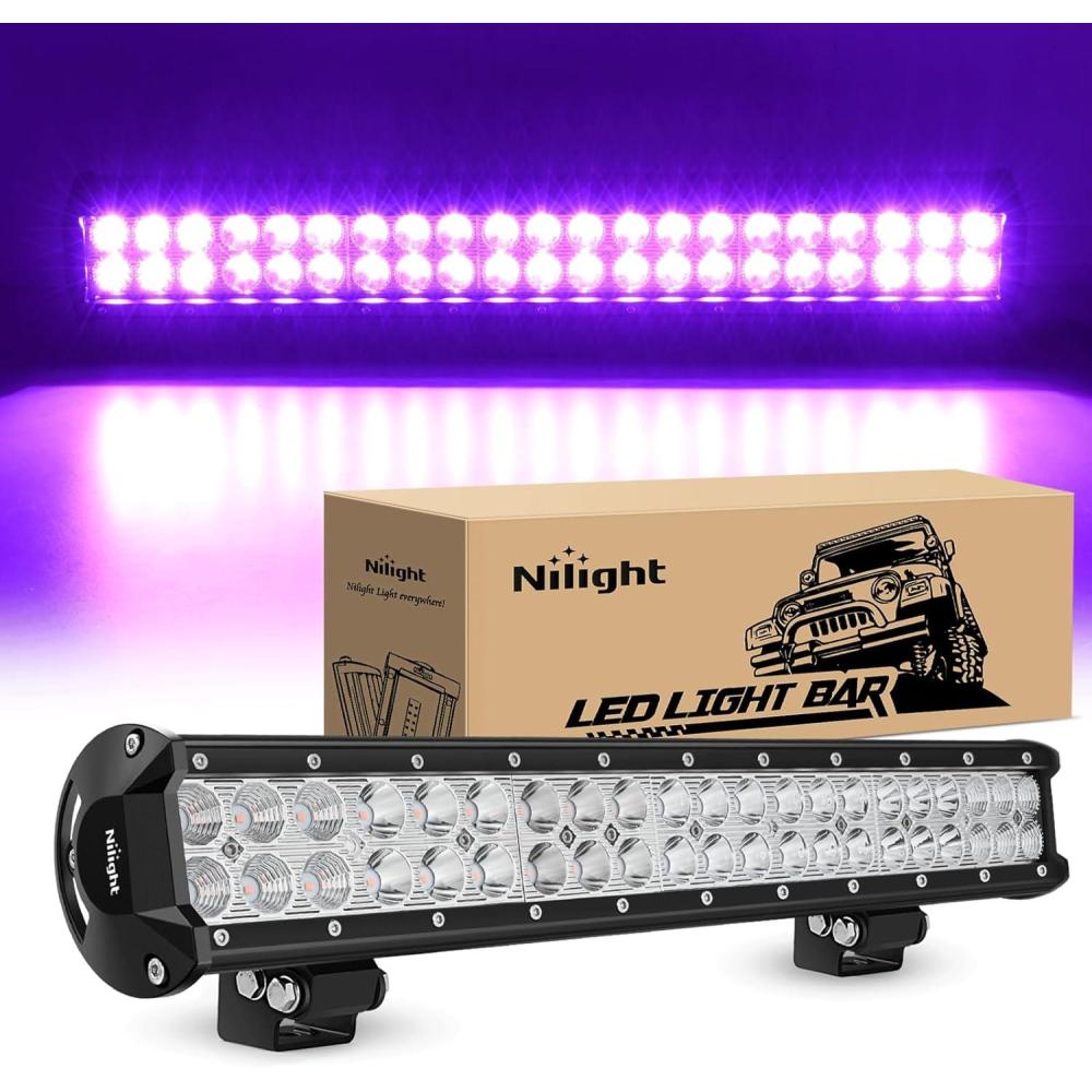 imageNilight LED Light Bar 9Inch 54W 3600LM Spot Off Road Driving Lamp Super Bright Waterproof Fog Work Lighting for Trucks SUV ATV UTV Pickup Boat Tractor 4x4 Van CamperPurple