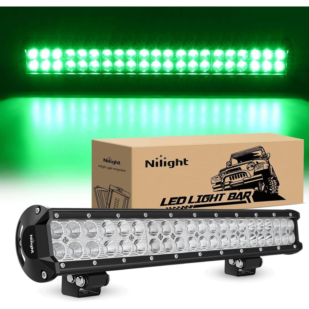 imageNilight LED Light Bar 9Inch 54W 3600LM Spot Off Road Driving Lamp Super Bright Waterproof Fog Work Lighting for Trucks SUV ATV UTV Pickup Boat Tractor 4x4 Van CamperGreen