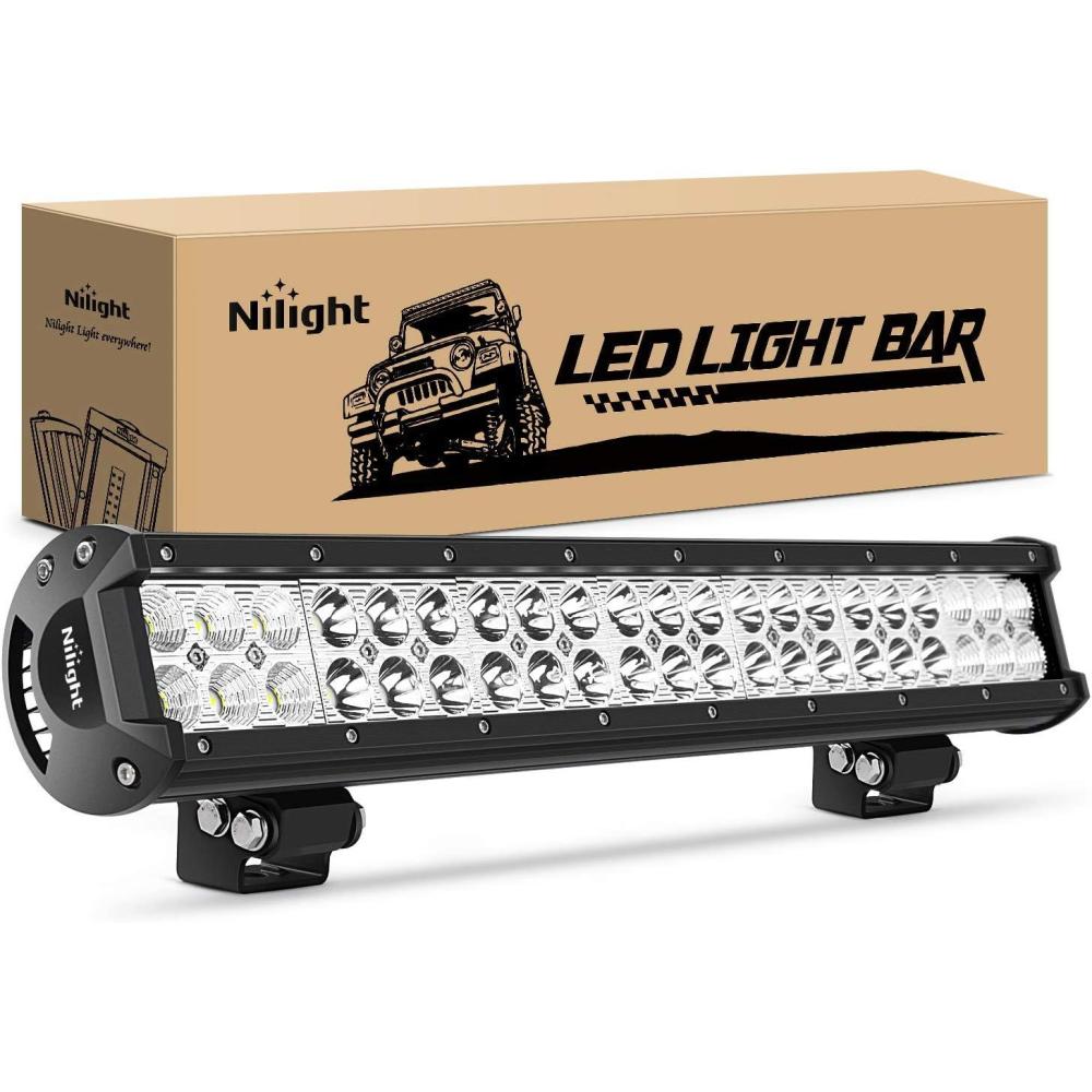imageNilight LED Light Bar 9Inch 54W 3600LM Spot Off Road Driving Lamp Super Bright Waterproof Fog Work Lighting for Trucks SUV ATV UTV Pickup Boat Tractor 4x4 Van Camper126w Lights White